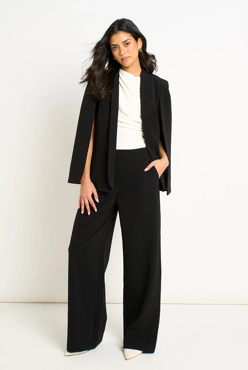 Black Tailored Cape With Leopard Print Lining GL1787