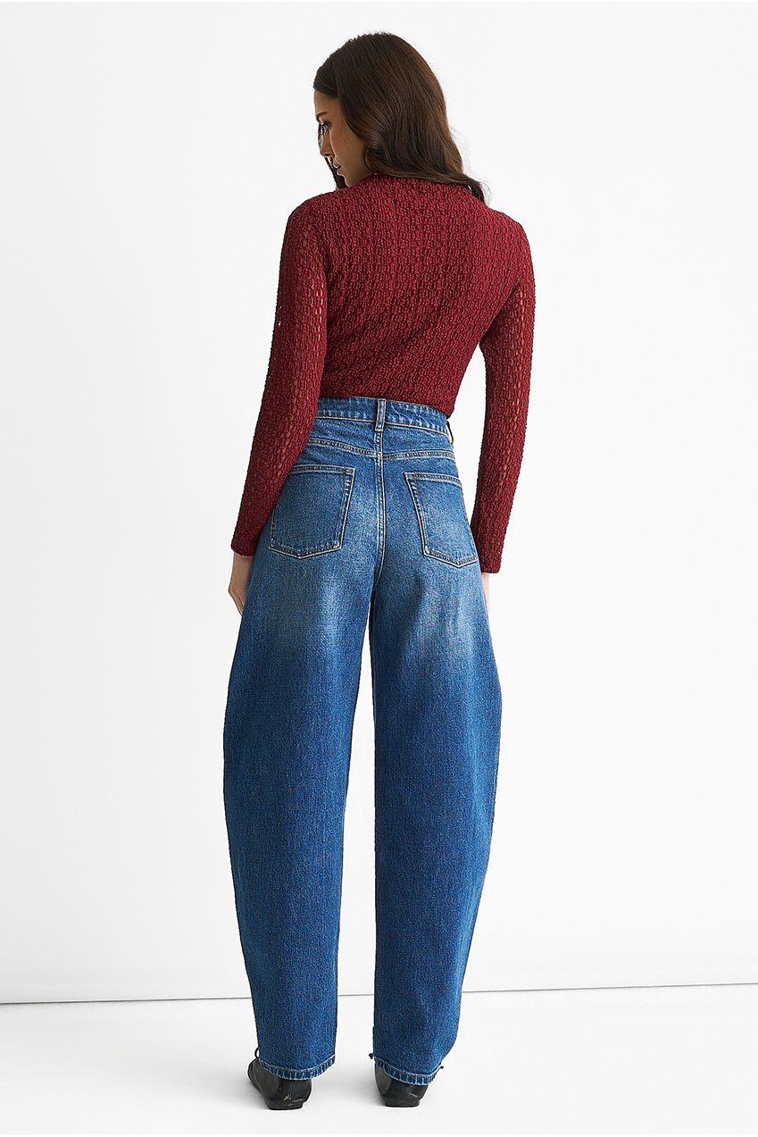 Blue Mid Rise Barrel Leg Jeans GL1795
