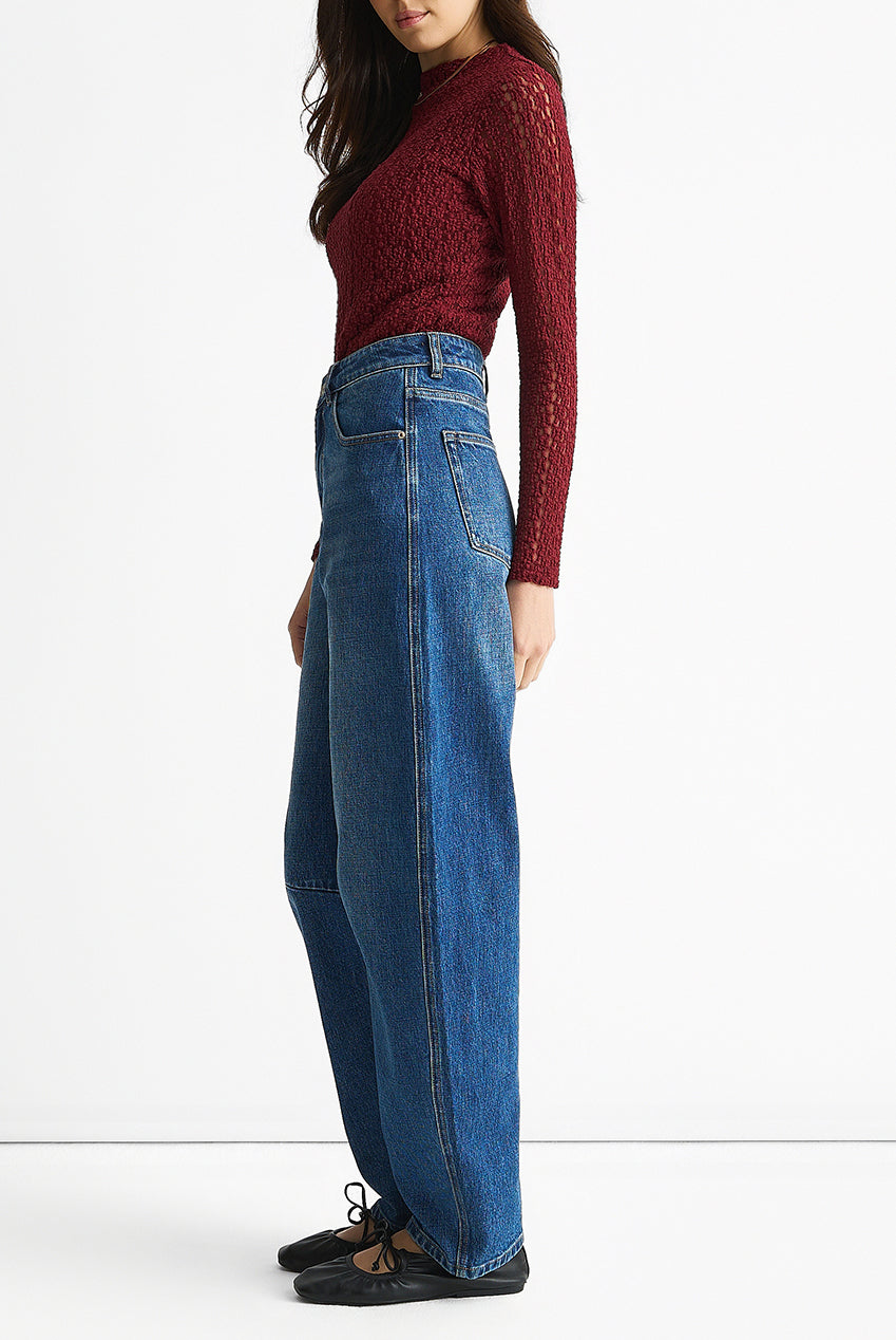 Blue Mid Rise Barrel Leg Jeans GL1795