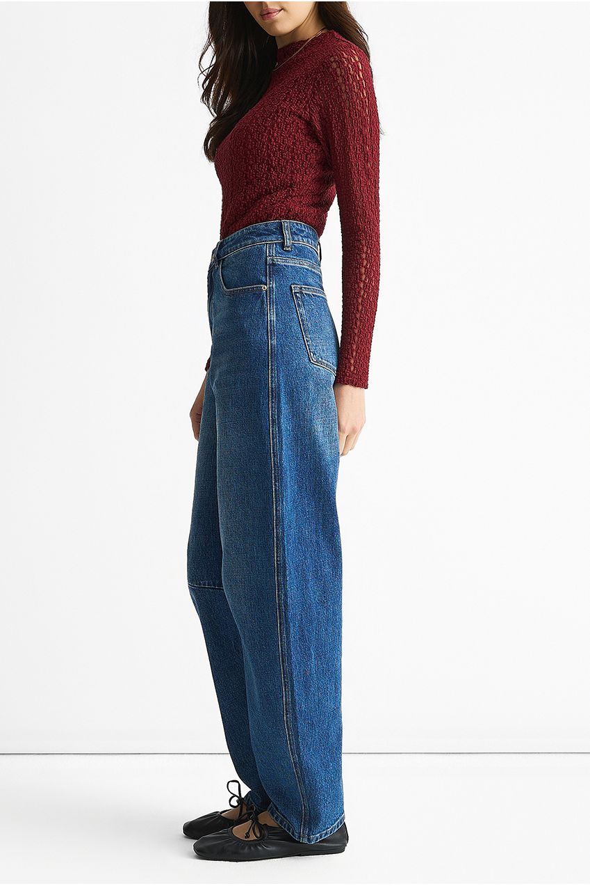 Blue Mid Rise Barrel Leg Jeans GL1795
