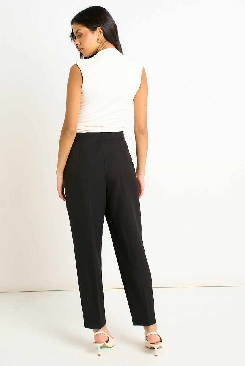Black Ankle Grazer Cigarette Tailored Trousers GL1828