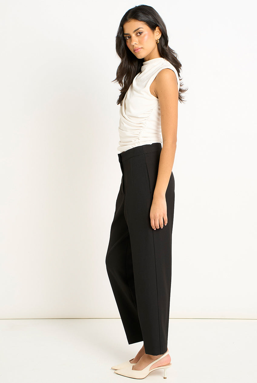 Black Ankle Grazer Cigarette Tailored Trousers GL1828