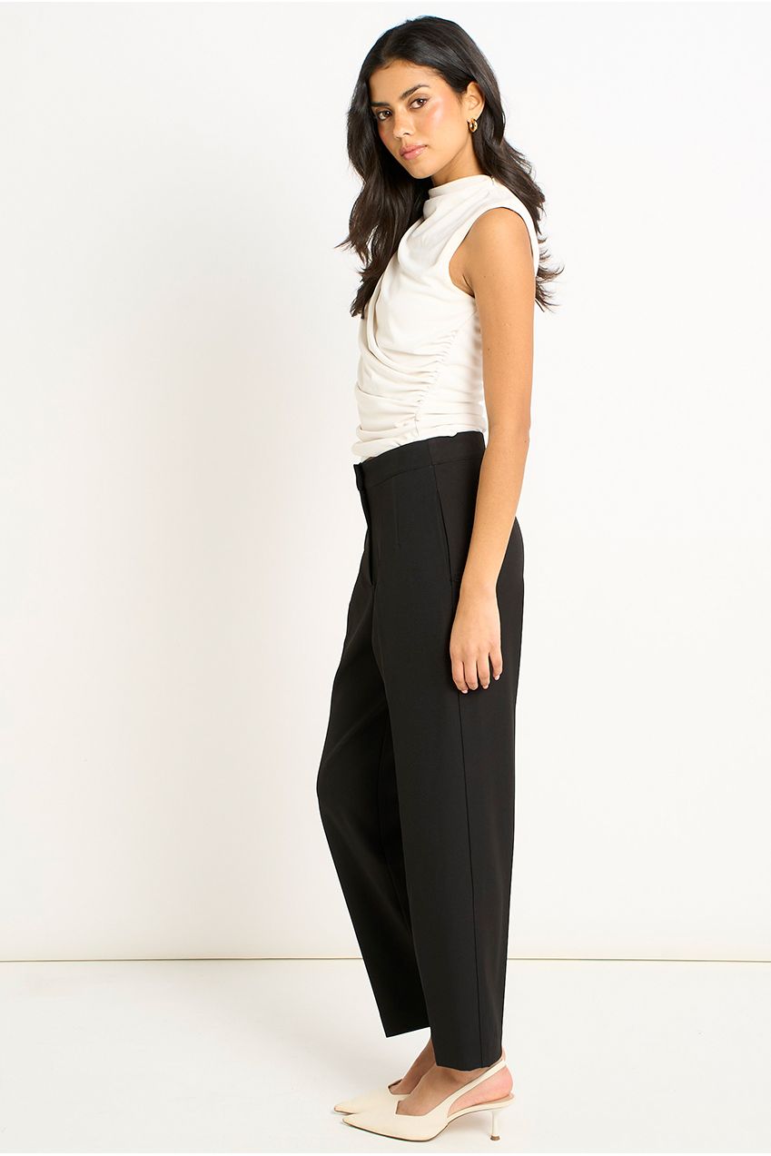 Black Ankle Grazer Cigarette Tailored Trousers GL1828