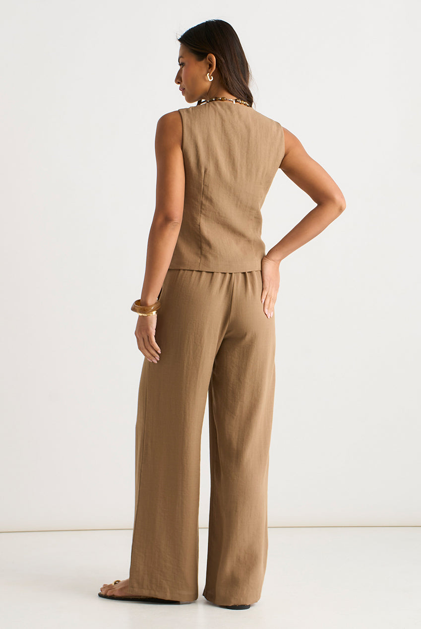 Camel Button Through Tailored Waistcoat GL2014A