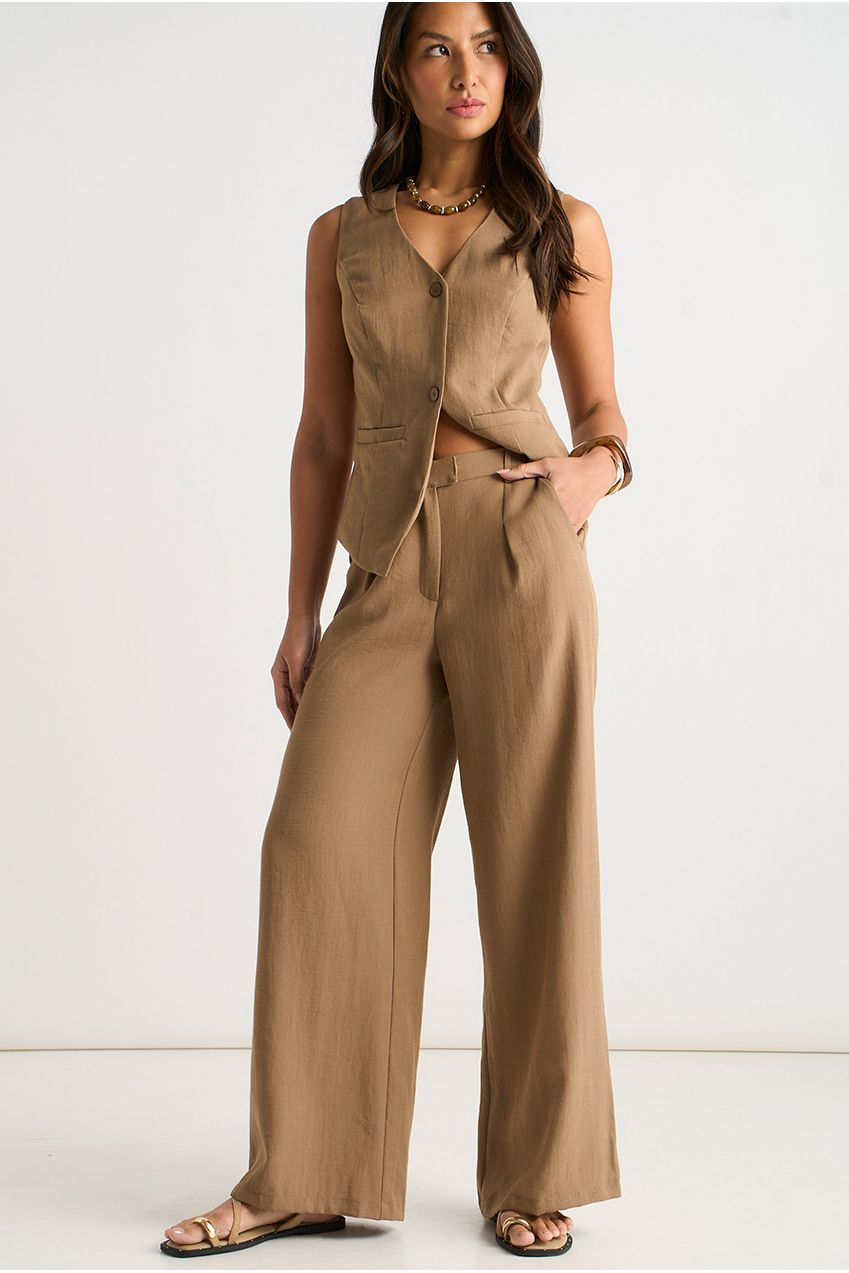 Camel Tailored Wide Leg Trousers GL2014B