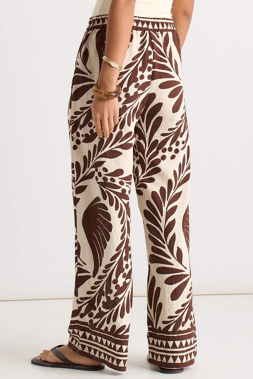 Chocolate Border Print Elasticated Trousers GL2079
