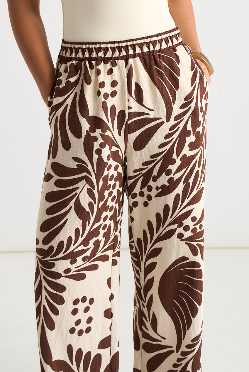 Chocolate Border Print Elasticated Trousers GL2079