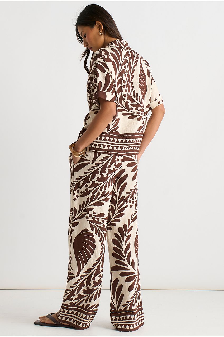 Chocolate Border Print Resort Shirt GL2080