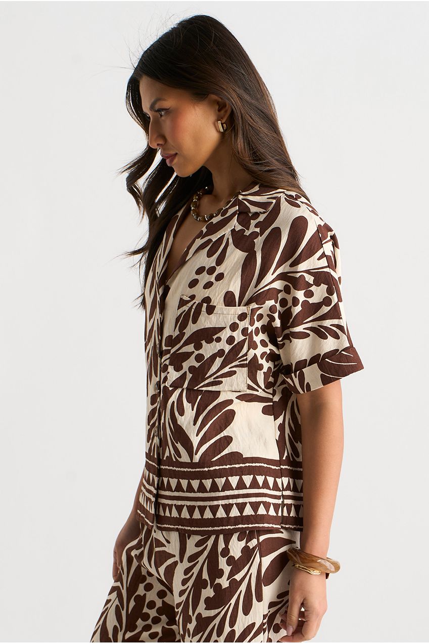 Chocolate Border Print Resort Shirt GL2080