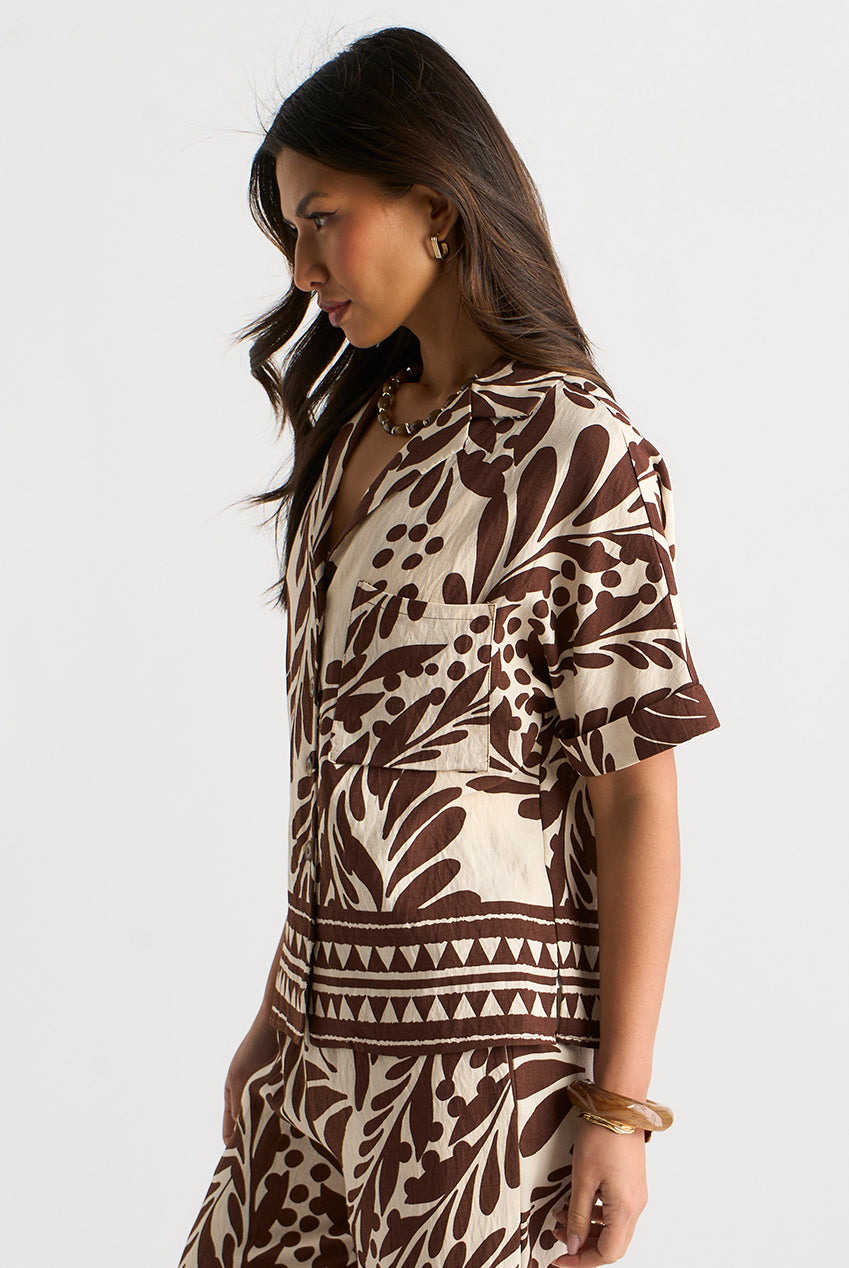 Chocolate Border Print Resort Shirt GL2080