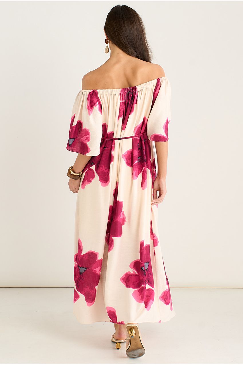 Pink Bardot Trapeze Maxi Dress GL2087