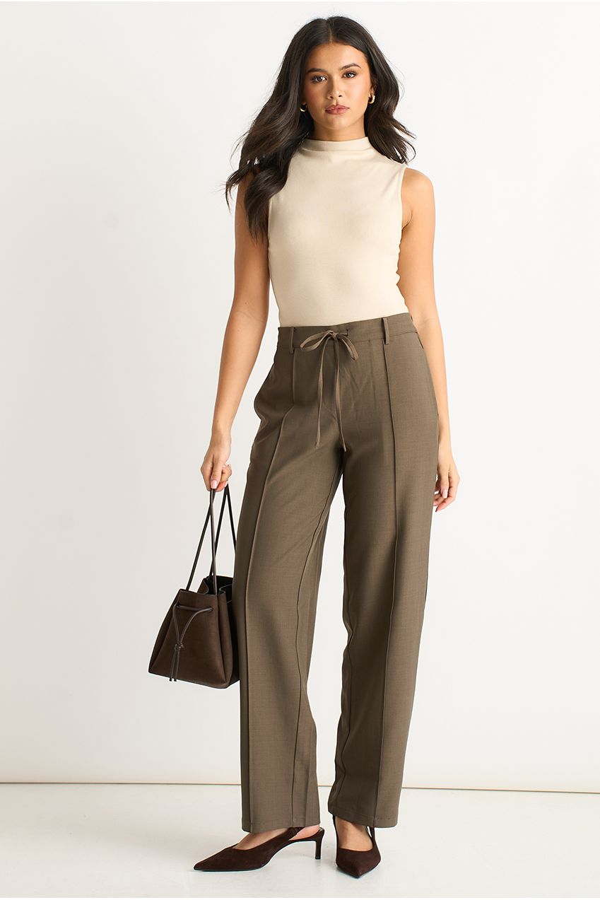 Olive Drawstring Tailored Trousers GL2097