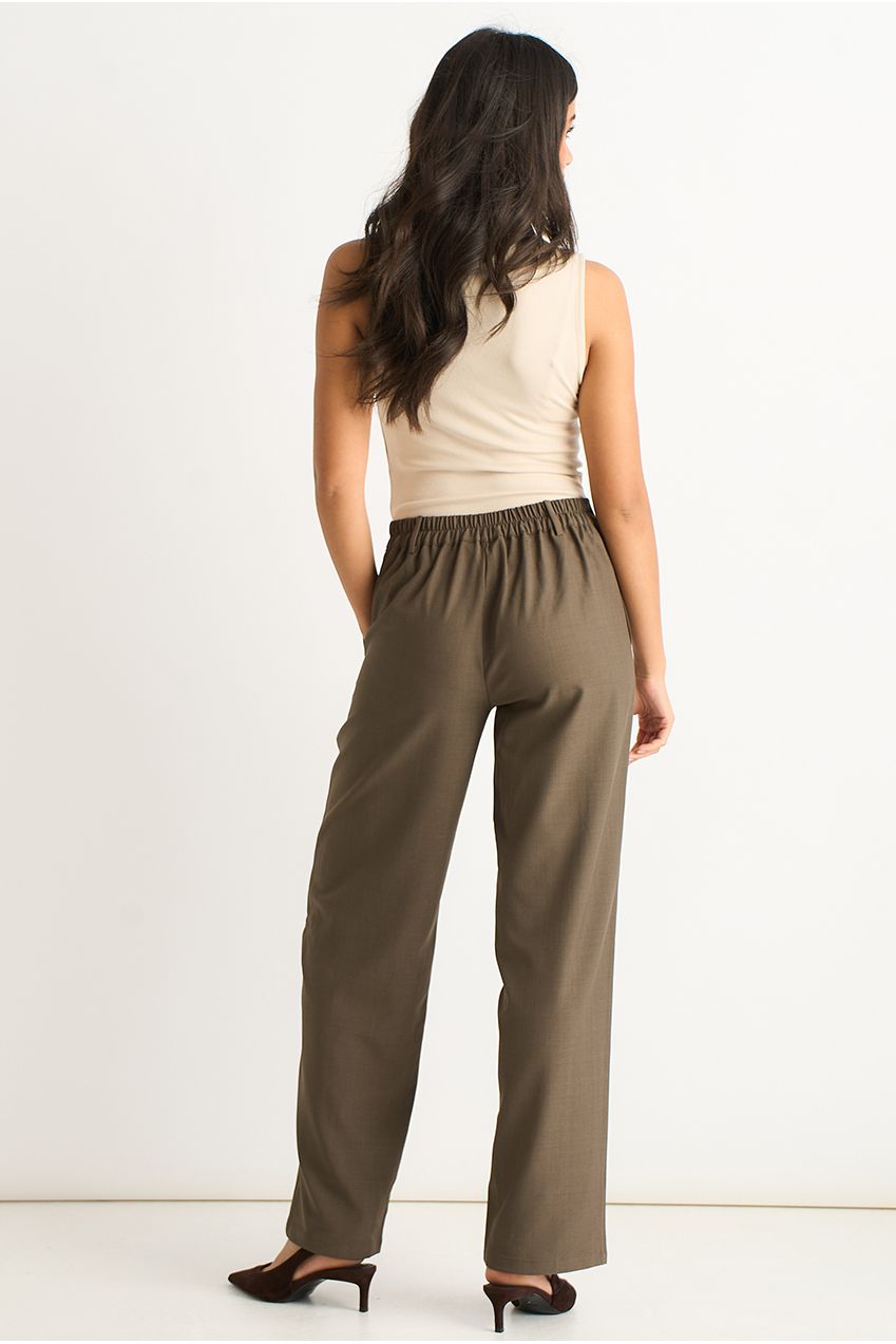 Olive Drawstring Tailored Trousers GL2097