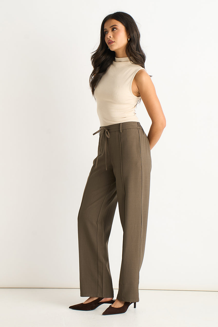 Olive Drawstring Tailored Trousers GL2097