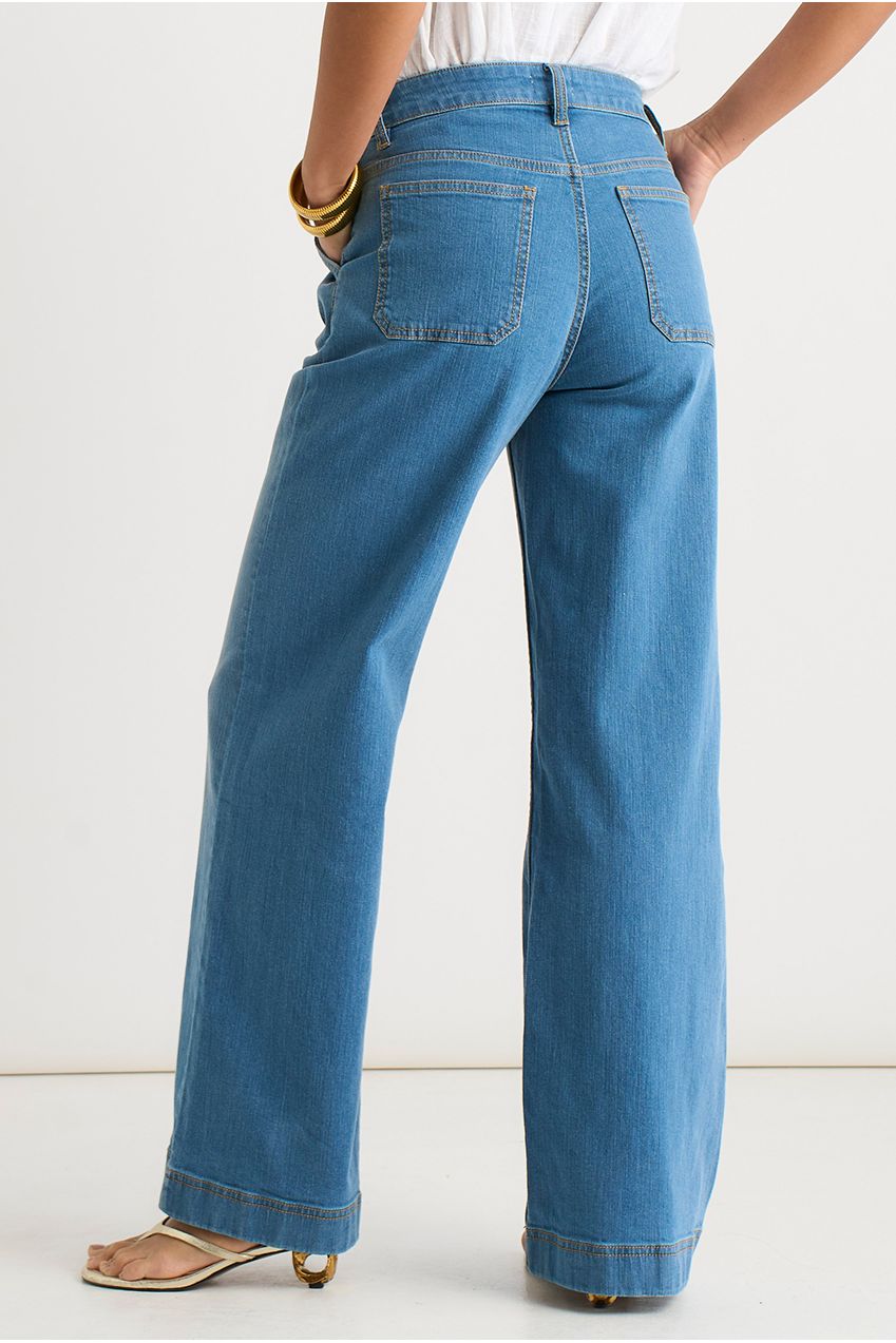 Blue Pleat Wide Leg Jean GL2124
