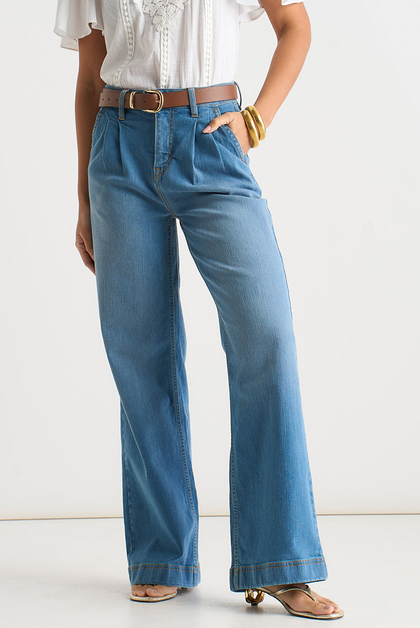 Blue Pleat Wide Leg Jean GL2124