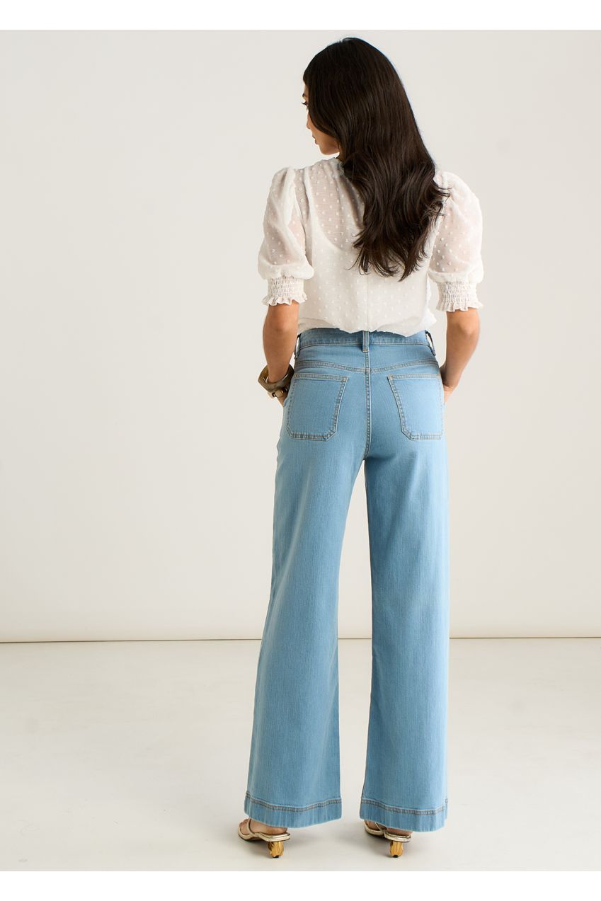 Light Blue Pleat Wide Leg Jean GL2124