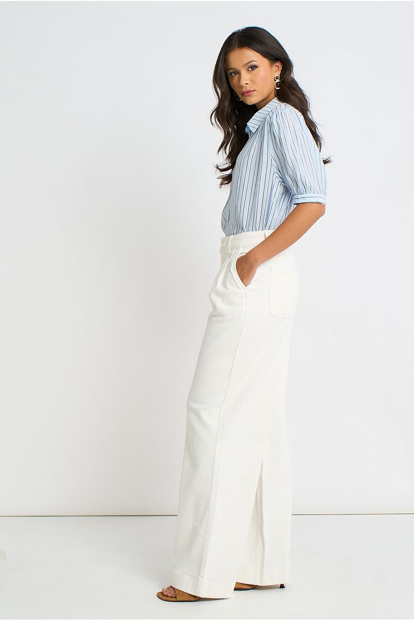 Off White Pleat Wide Leg Jean GL2124