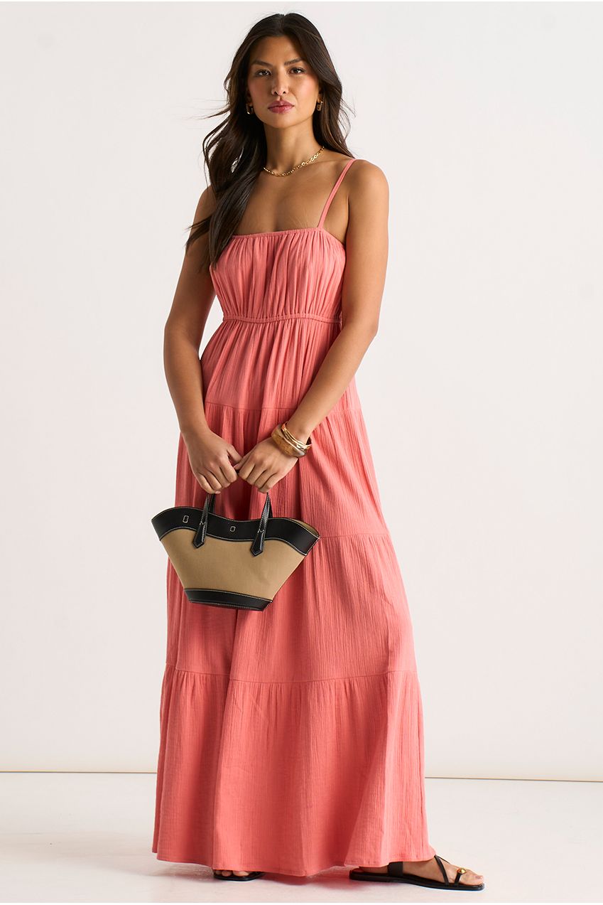 Coral Double Gauze Tierred Cami Maxi Dress GL2134