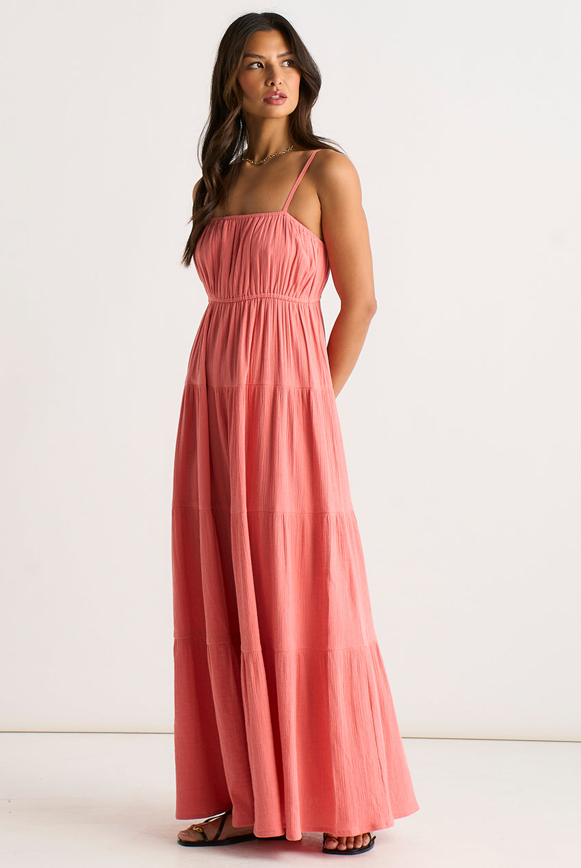 Coral Double Gauze Tierred Cami Maxi Dress GL2134