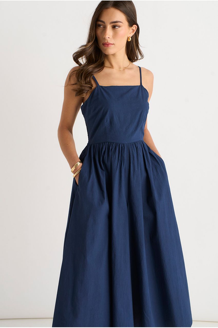 Navy Wide Leg Strappy Jumpsuit GL2141