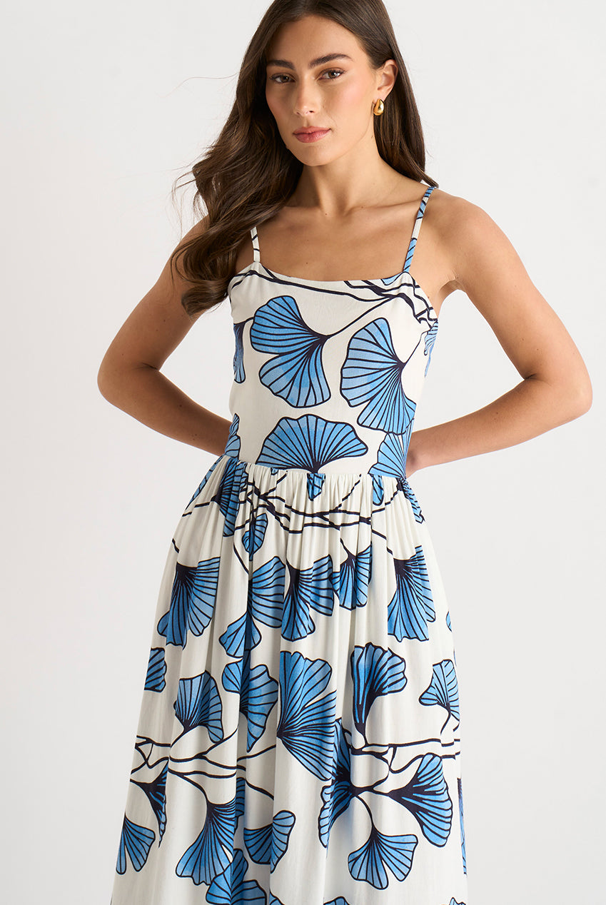 Blue Floral Linen Mix Cami Dress GL2142