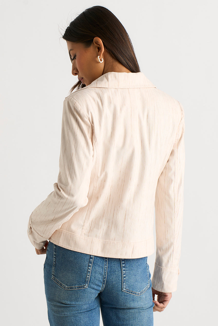 Beige Corduroy Asymmetrical Zip Moto Jacket GL2153