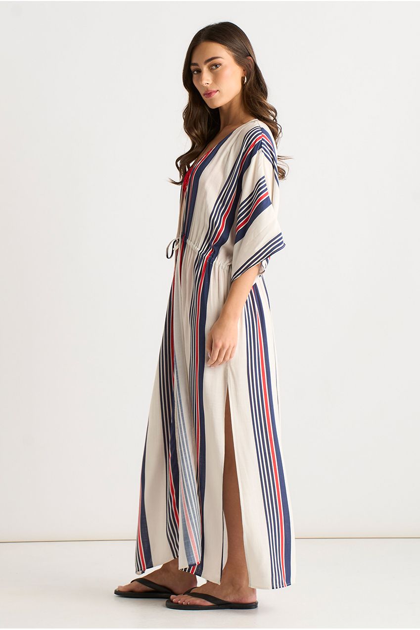 Multi Stripe Tie Detail Kimono Beachwear GL2160