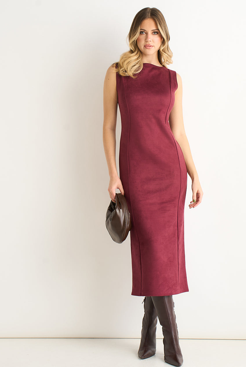 Mulberry Faux Suede Pencil Dress GL2176