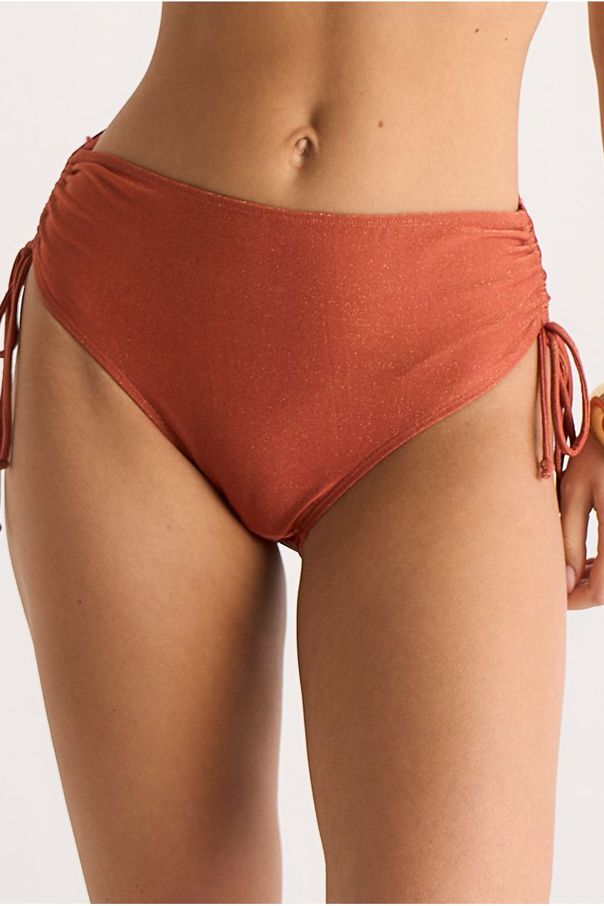 Rust Metallic Ruch Side Bikini Bottom GL2208B