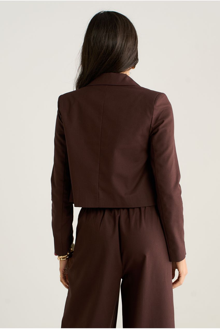 Brown Double Breasted Linen Mix Jacket GL2227