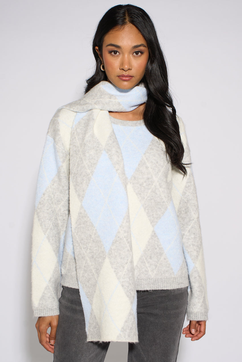 Multi Argyle Soft Knit Scarf Jumper GL2238