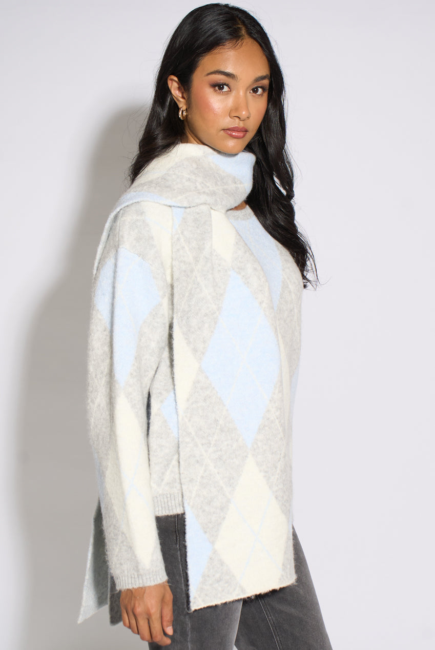 Multi Argyle Soft Knit Scarf Jumper GL2238