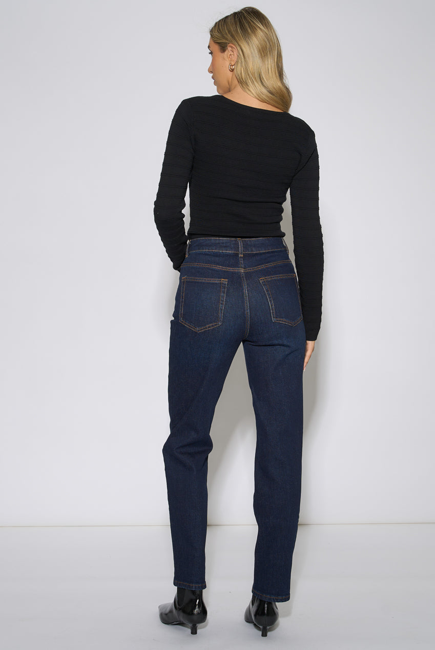 Indigo Mid Rise Straight Leg Jeans GL2253