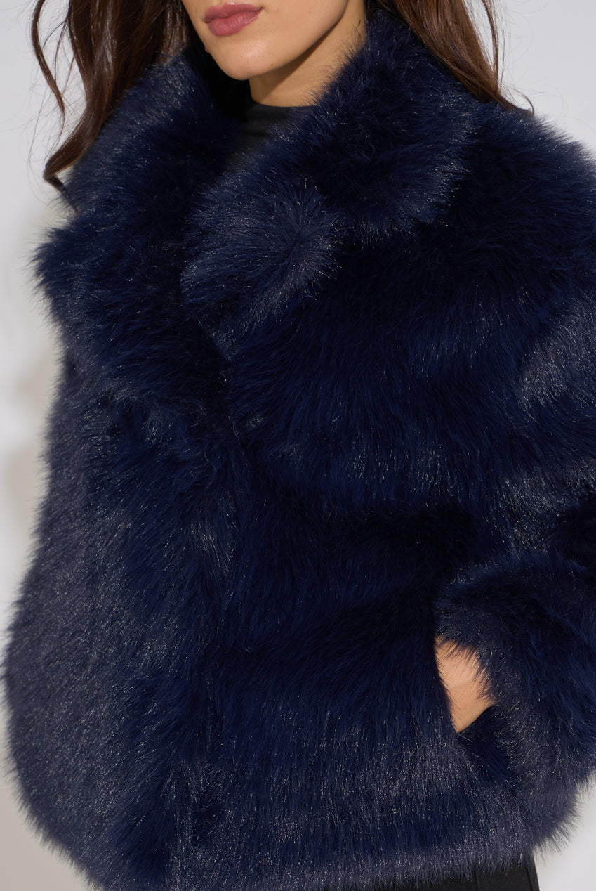 Dark Blue Faux Fur Jacket GL2294