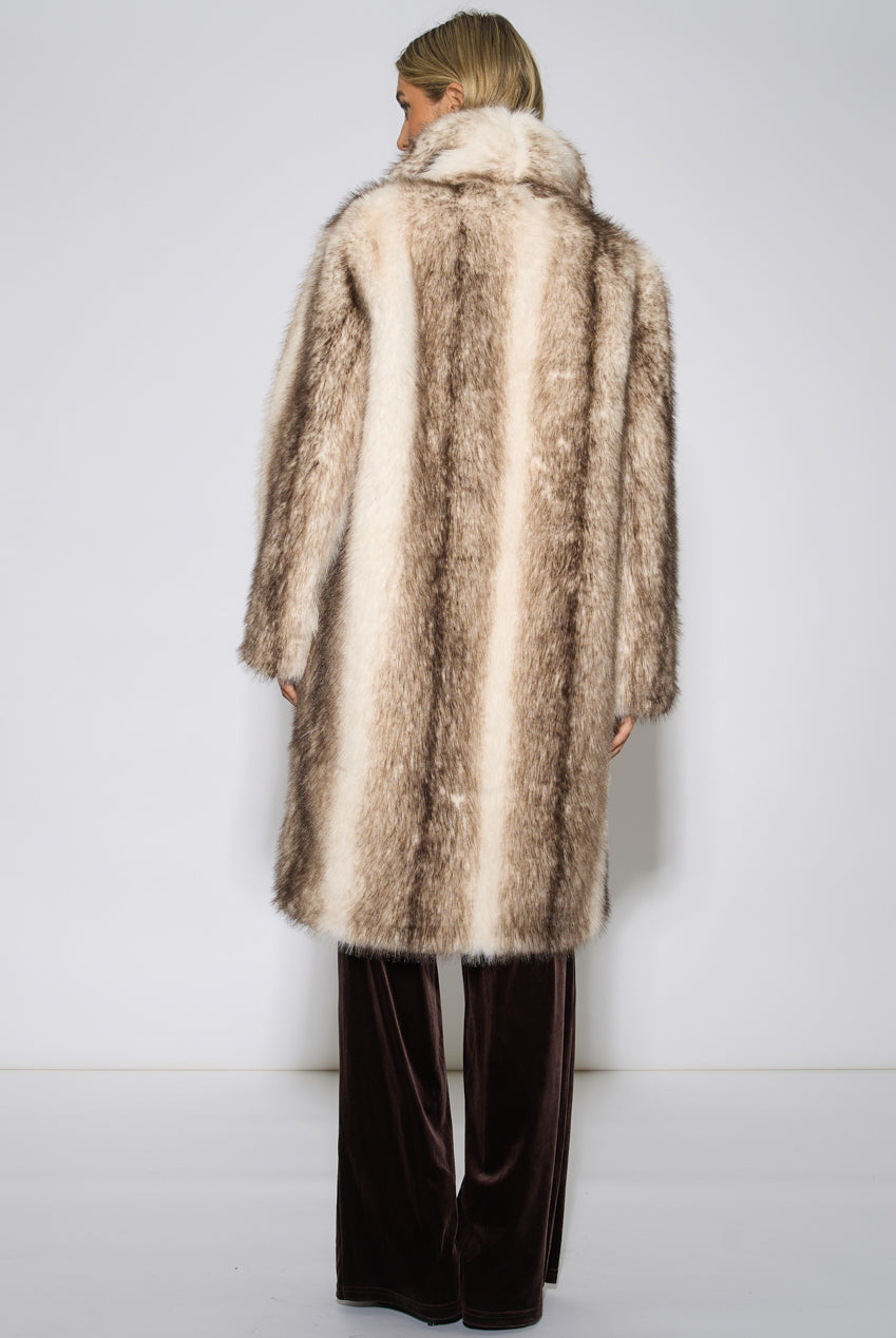 Multi Ombre Faux Fur Longline Coat GL2299