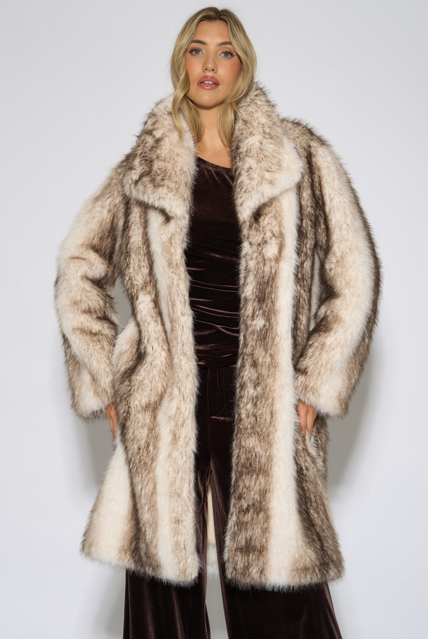 Multi Ombre Faux Fur Longline Coat GL2299