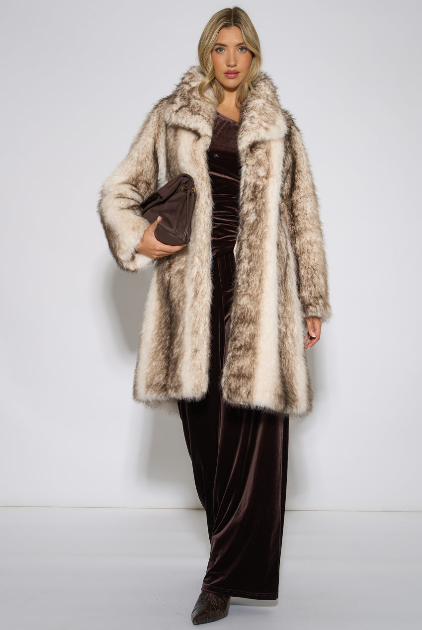 Multi Ombre Faux Fur Longline Coat GL2299