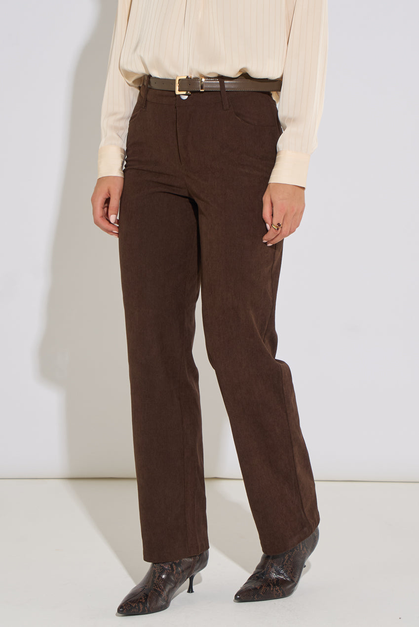 Brown Cord Straight Leg Trousers GL2327