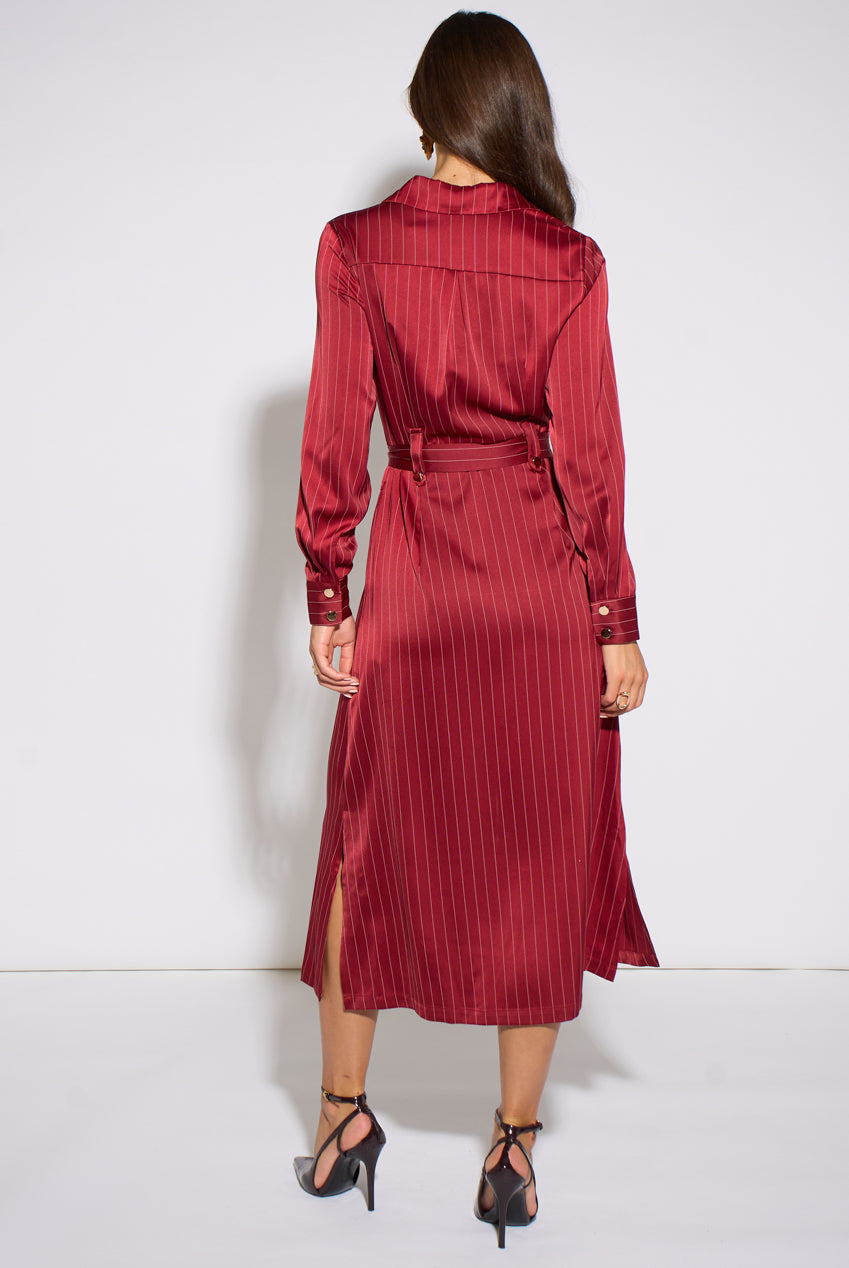 Mulberry Pinstripe Shirt Utility Belted Shirt Dress GL2342