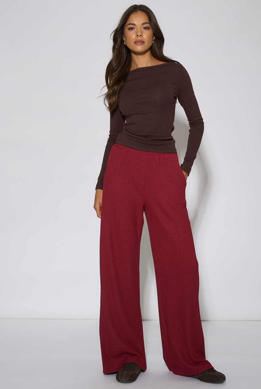 Mulberry Textured Elasticated Waist Wide Leg Trousers GL2369