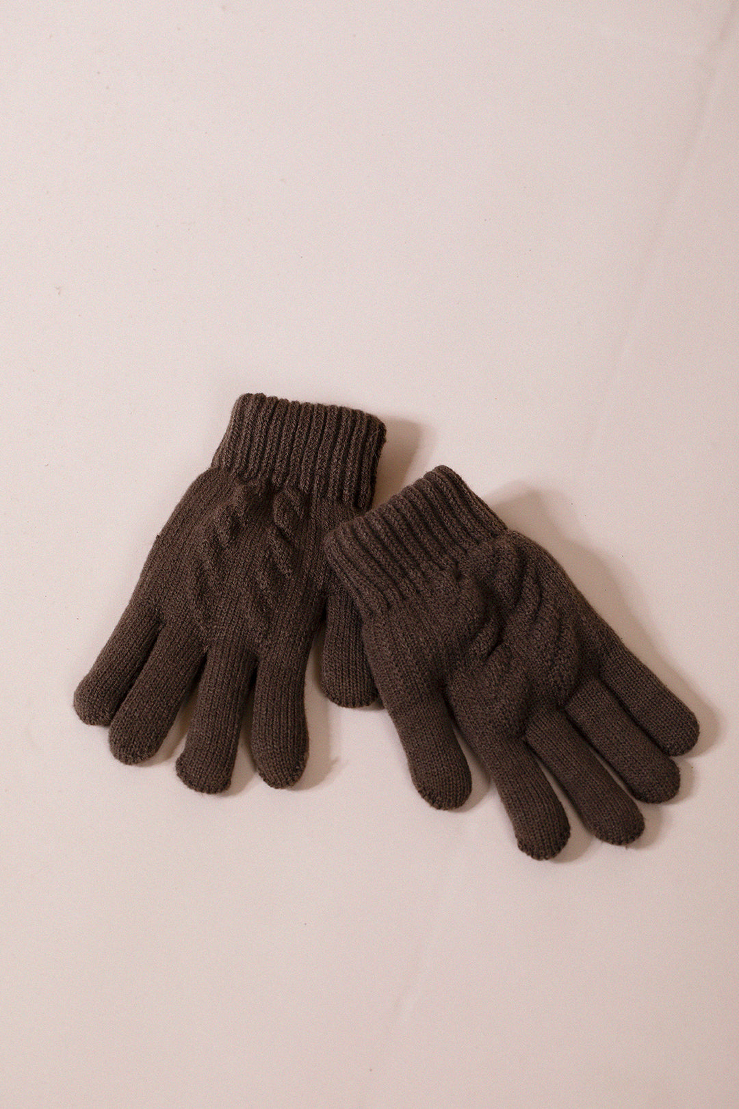 Touch Screen Cable Knit Gloves In Brown GL310106