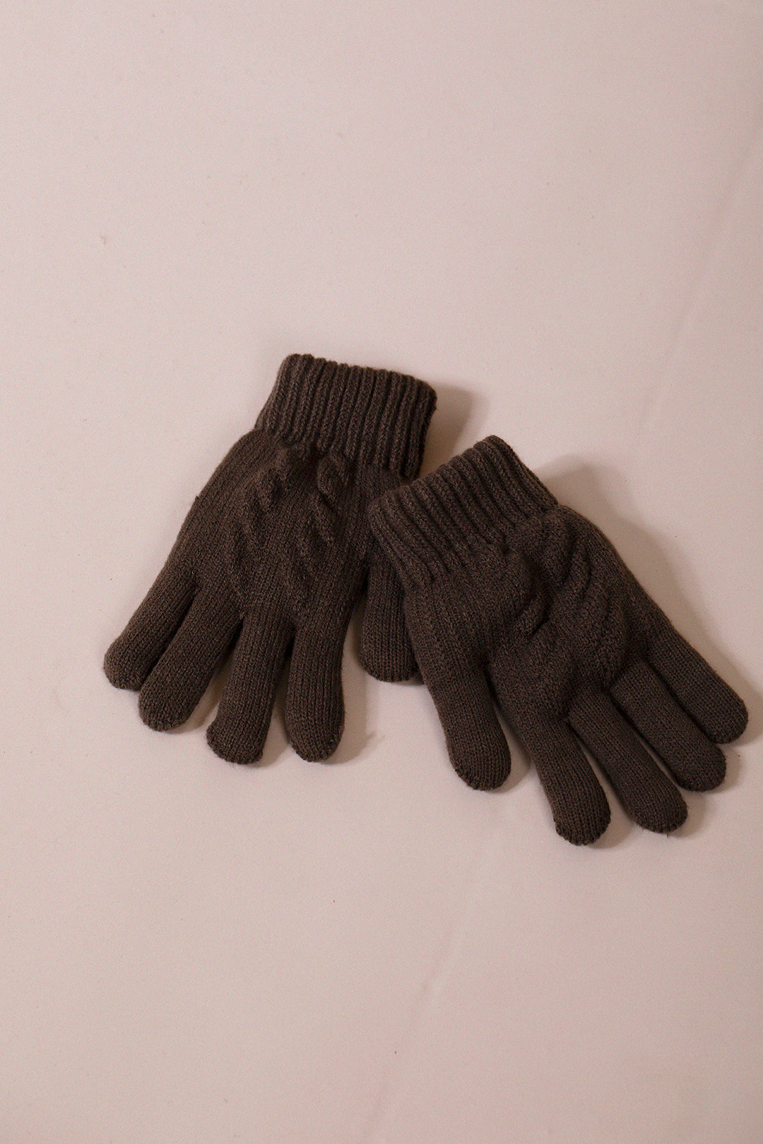 Touch Screen Cable Knit Gloves In Brown GL310106