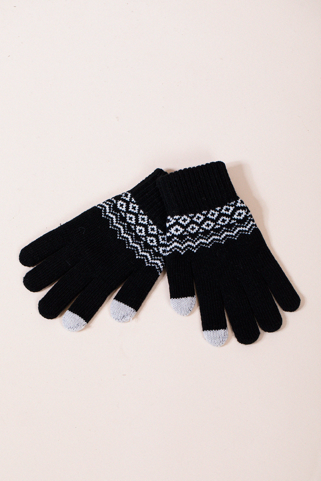 Christmas Print Gloves In Black GL310502