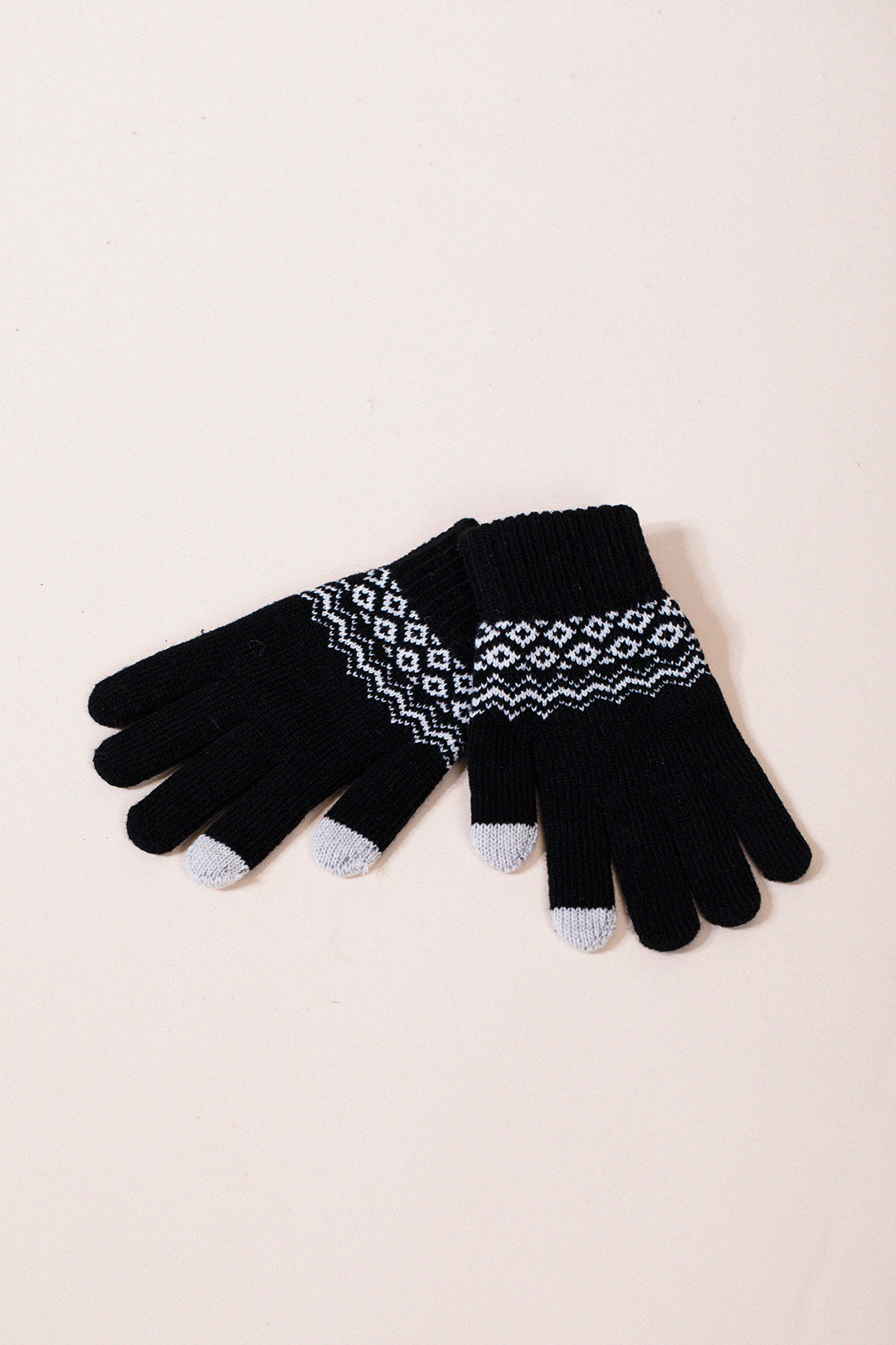 Christmas Print Gloves In Black GL310502