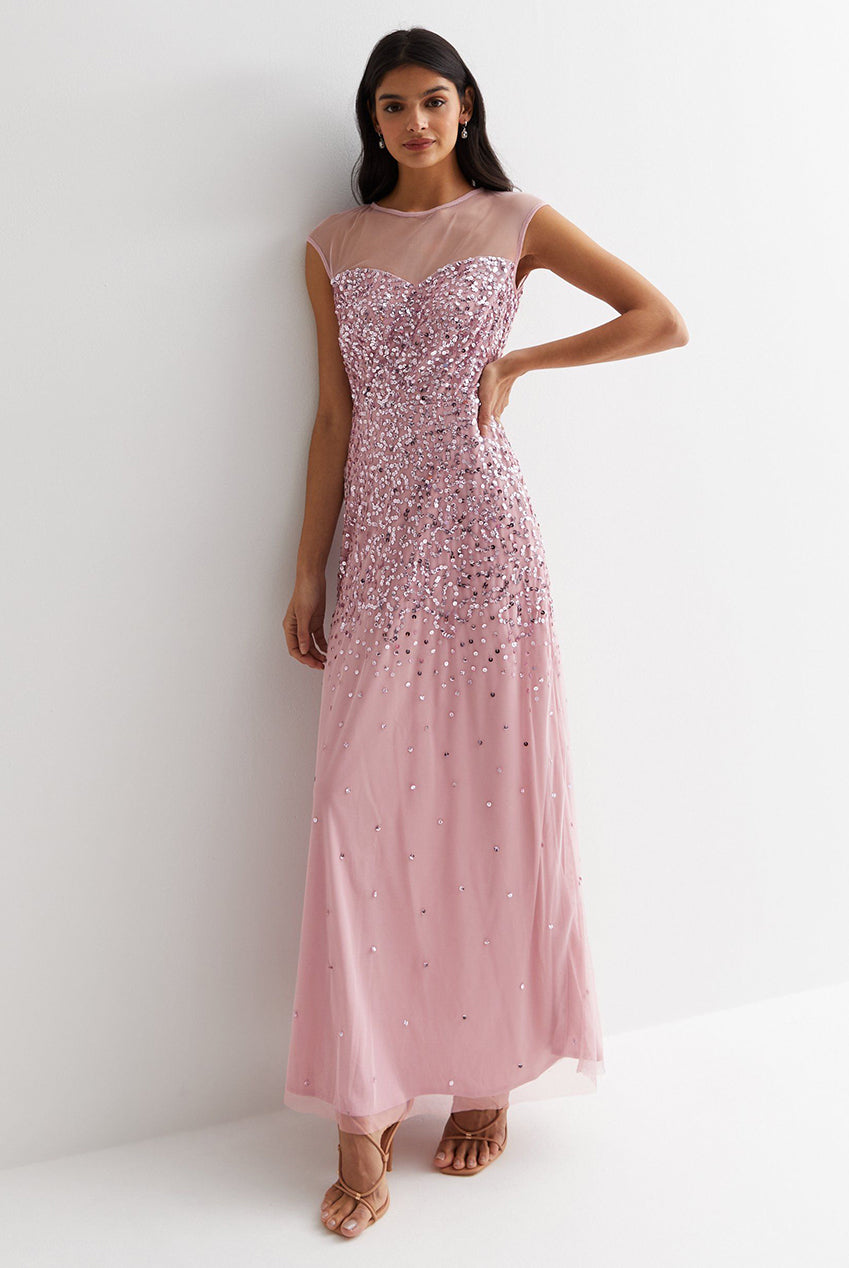 Blush Ombre Sequin Maxi Dress GL785A