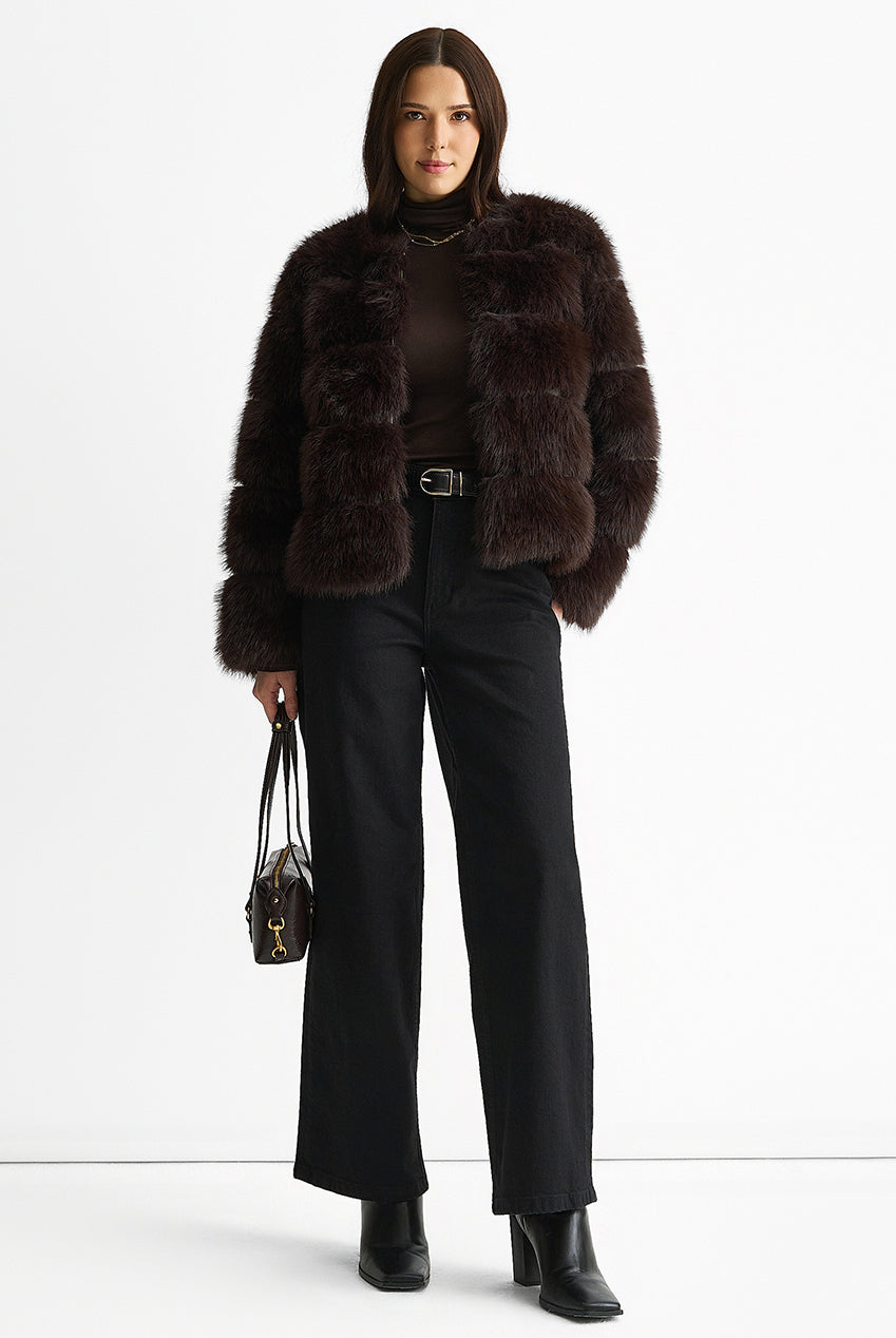 Chocolate Soft Touch Fur Jacket GL857