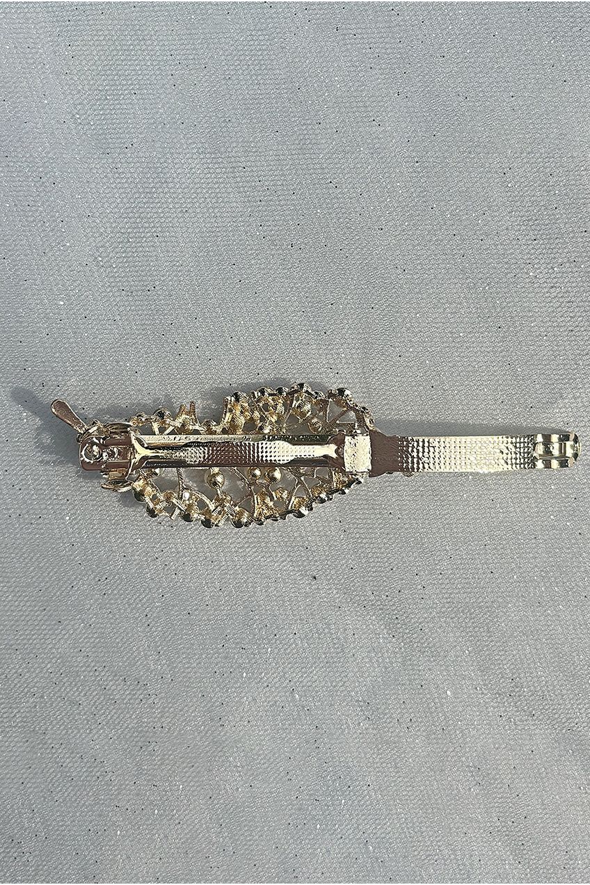 Gold Pearl Hair Clip With Diamante Clip300