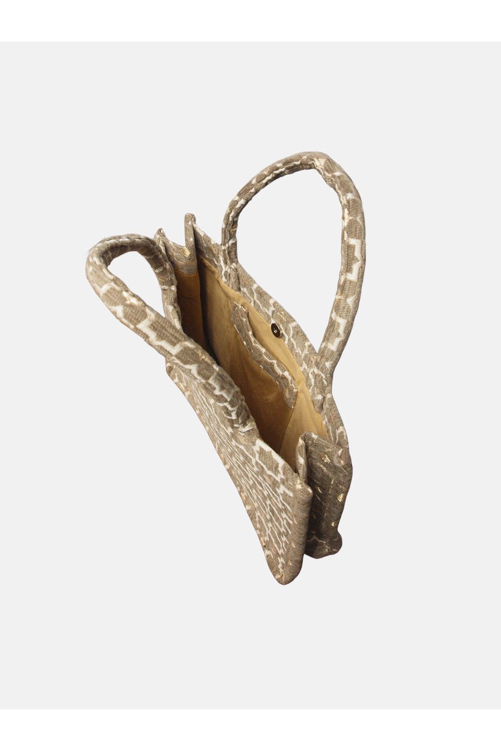 Moroccan Geometric Print Fabric Tote Bag In Grey 8005