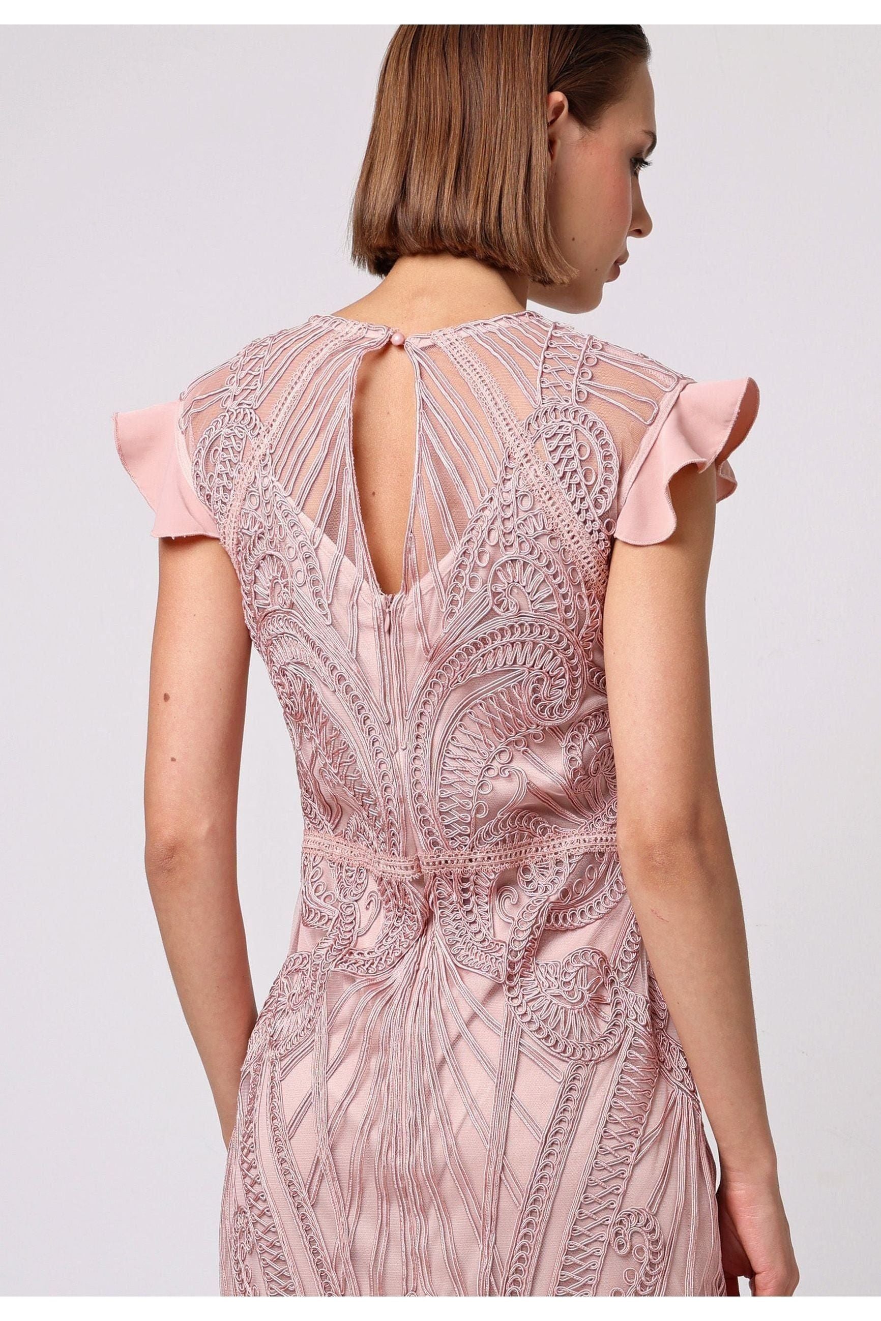 Bodycon Lace Midi Dress In Rose Pink H028654PNKF